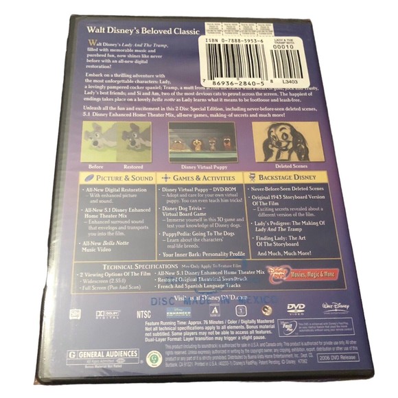 Lady and the Tramp 2 DVD Platinum 50th Anniversary Ed Slipcase Genuine Disney - Picture 4 of 13